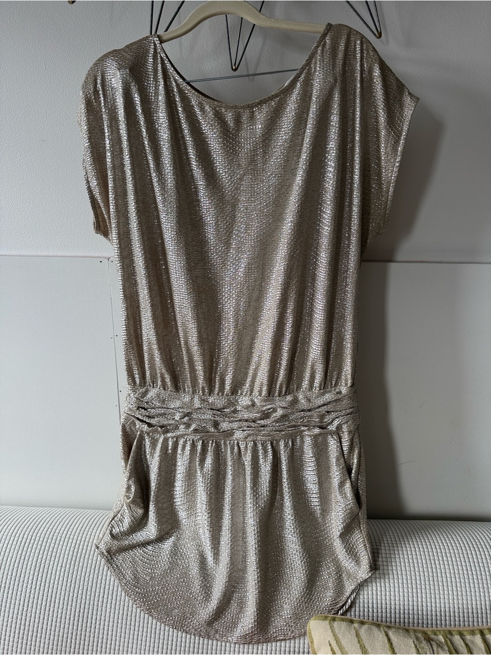 BCBGeneration Metallic Gold Braided-Waist Girls Dress